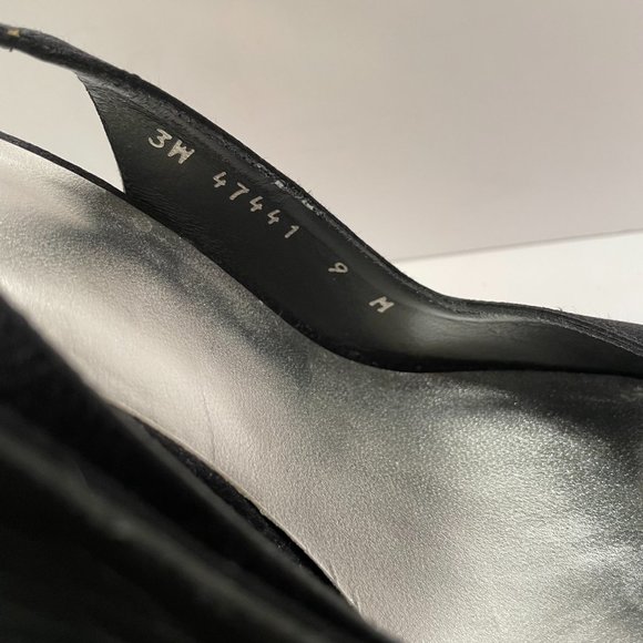 Stuart Weitzman Satin Peep Toe Slingback Heels - Picture 11 of 14
